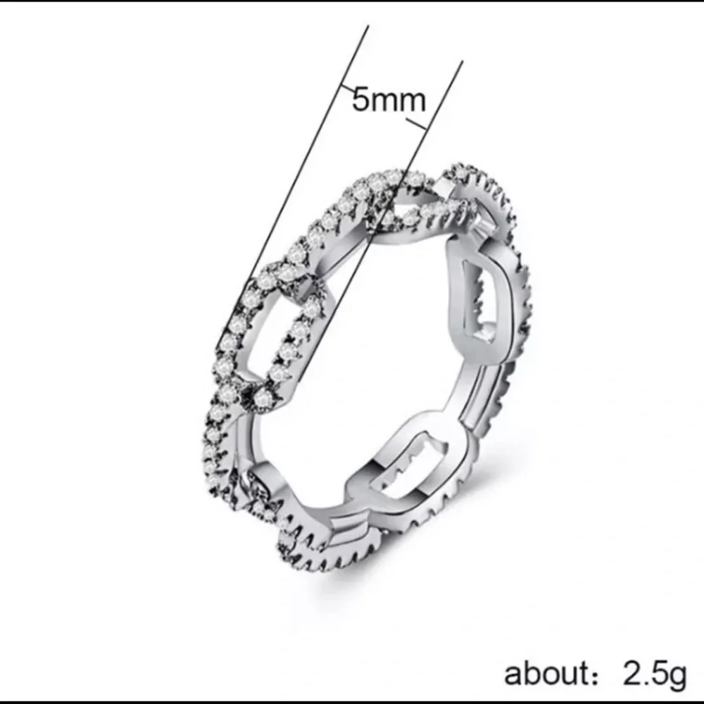 Silver Chain Ring Cubic Zirconia